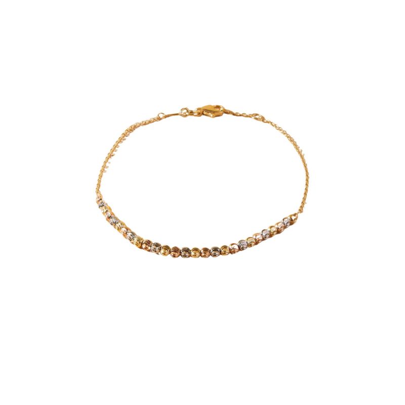 JB JOYAS BARON - Pulsera de Oro 18kt Bolitas Unidas Tricolor