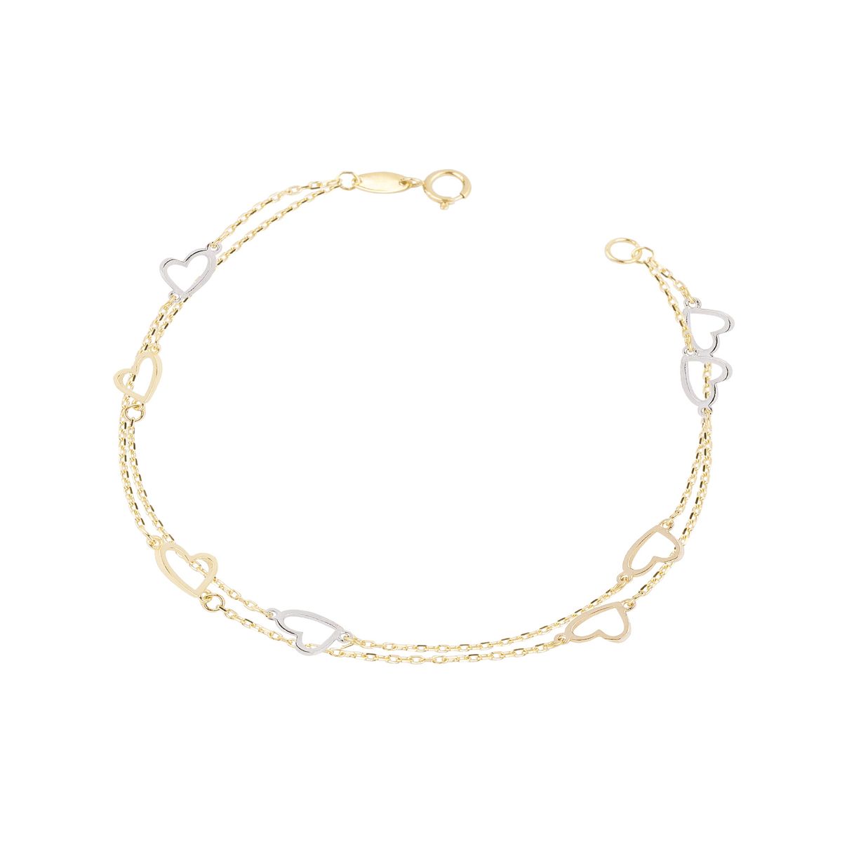 JB JOYAS BARON - Pulsera de Oro 18kt Corazion Duo