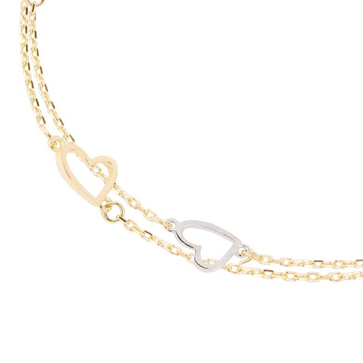 JB JOYAS BARON - Pulsera de Oro 18kt Corazion Duo