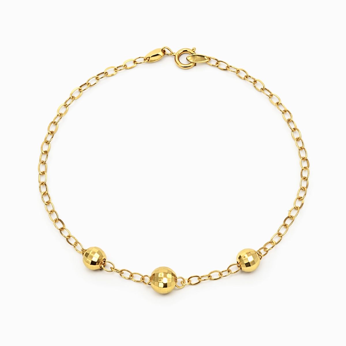 JB JOYAS BARON - Pulsera de Oro 18kt Tres Esferas Pequeñas