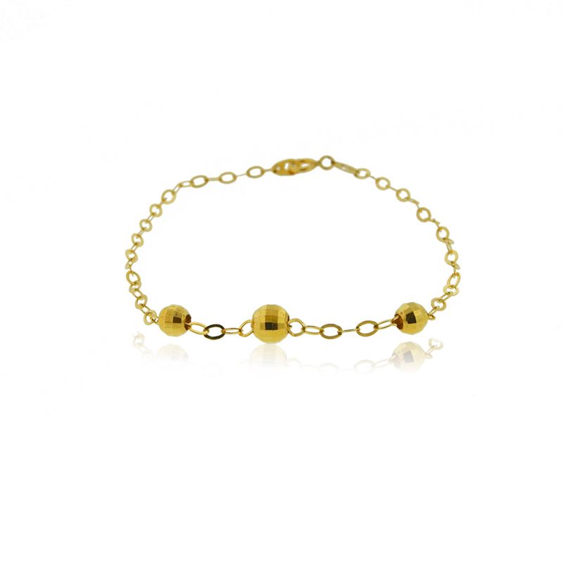 JB JOYAS BARON - Pulsera de Oro 18kt Tres Esferas Pequeñas