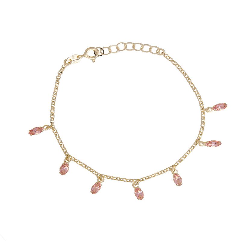 JB JOYAS BARON - Pulsera Plata Esterlina 925 Rosa Francia Revestido Oro 18kt