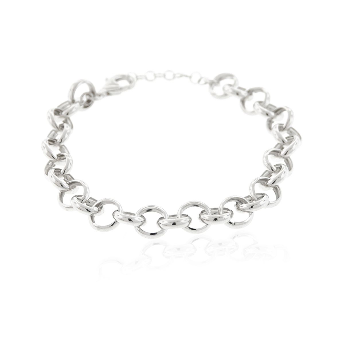 JB JOYAS BARON - Pulsera de Plata Esterlina 925 Argollas Entrelazadas
