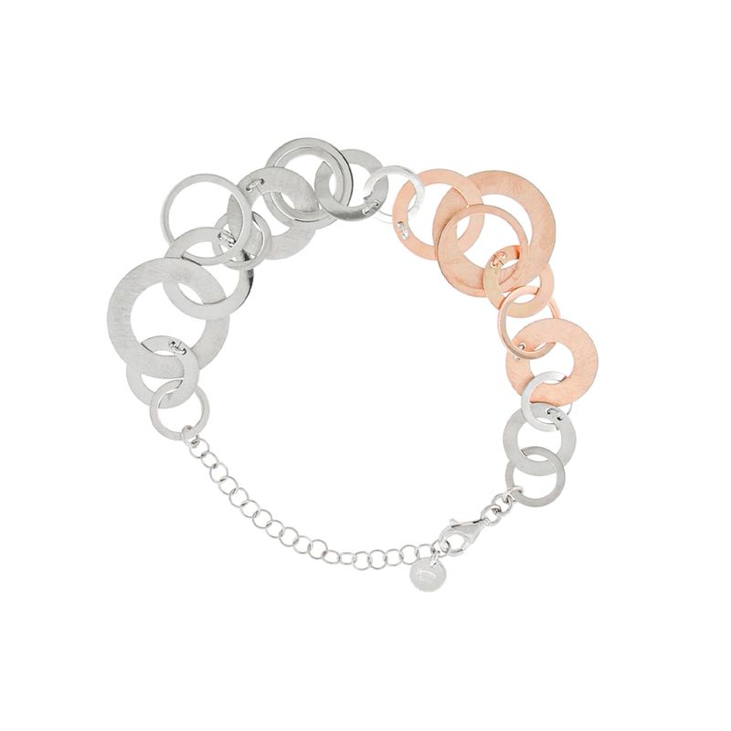 JB JOYAS BARON - Pulsera de Plata Esterlina 925 Argollas Bicolor