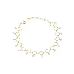 JB JOYAS BARON - Pulsera Plata Esterlina 925 Rombo Colgante Revestido Oro18kt