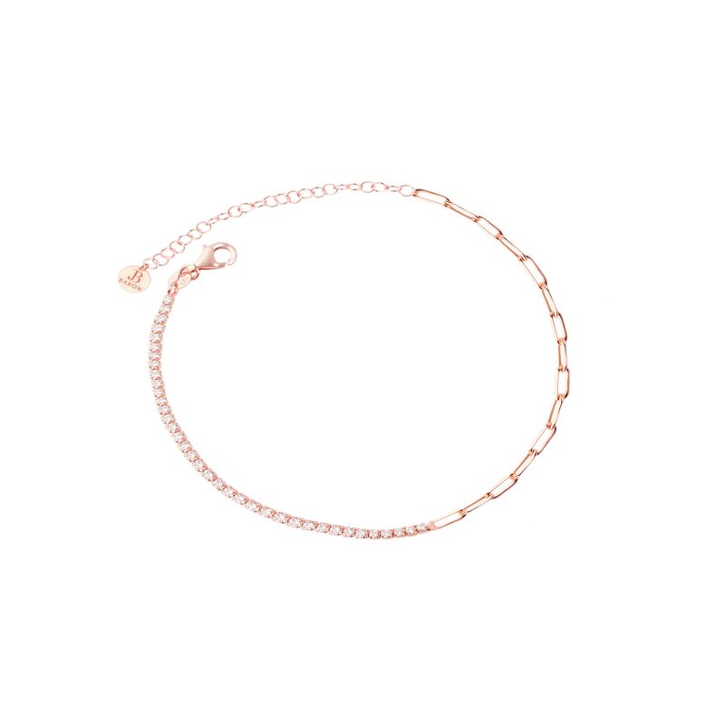 JB JOYAS BARON - Pulsera Plata Esterlina 925 Medio Riel Rose Revestido
