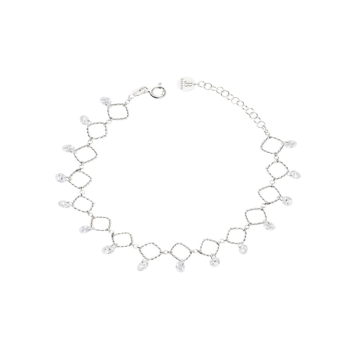 JB JOYAS BARON - Pulsera de Plata Esterlina 925 Colgante Rombo