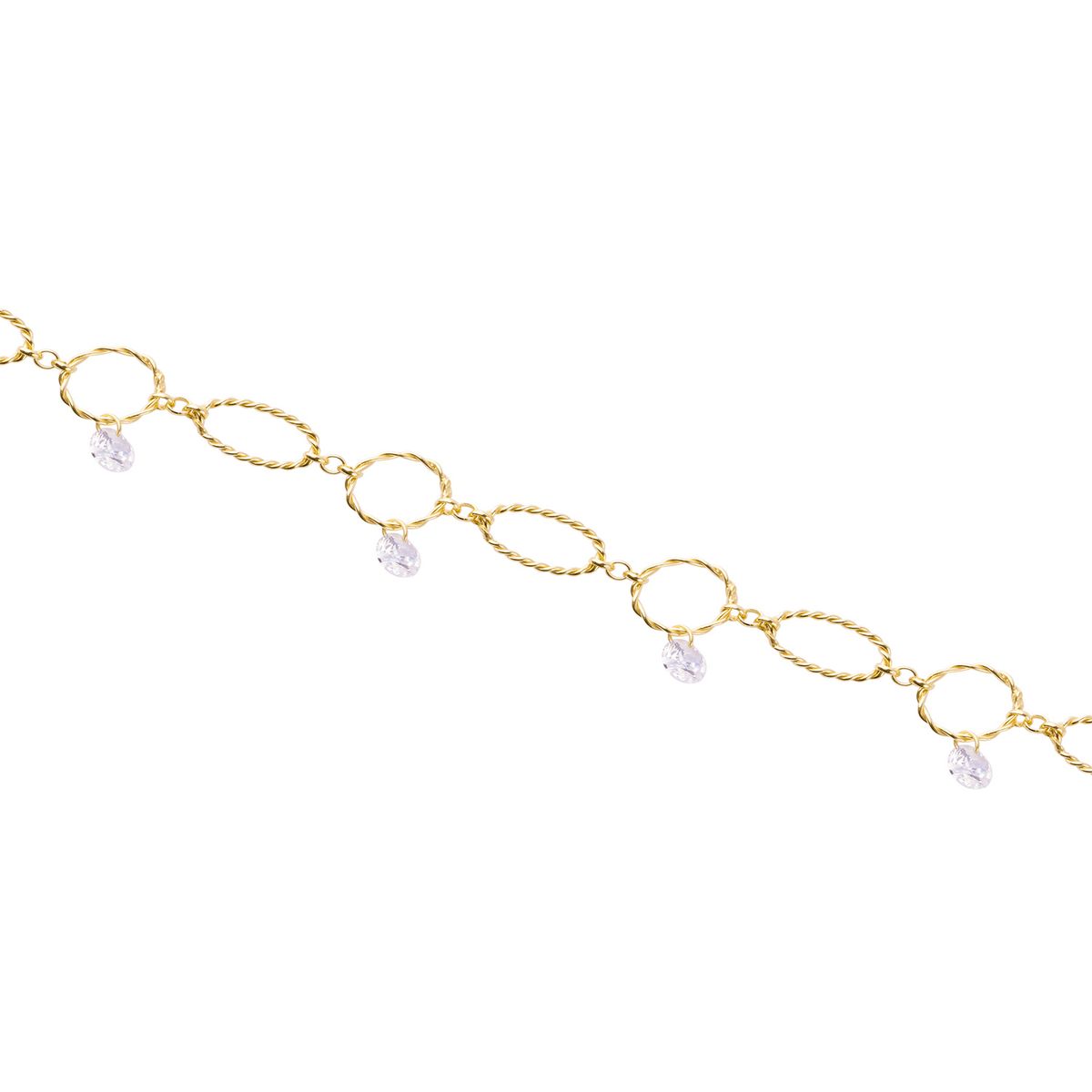 JB JOYAS BARON - Pulsera Plata Esterlina 925 Óvalos Circonita Revestido en Oro 18kt