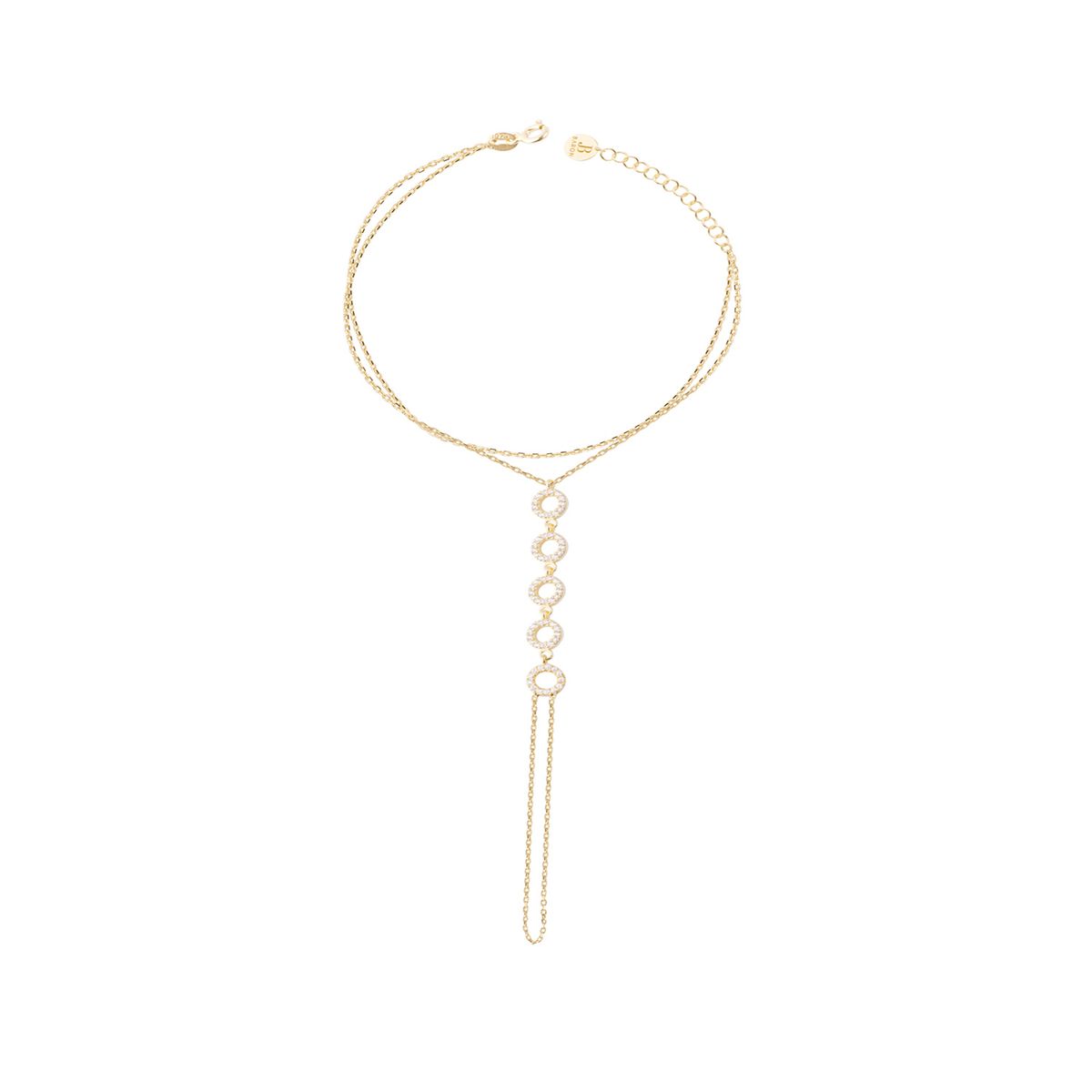 JB JOYAS BARON - Pulsera Plata Esterlina 925 Cinco Círculos Revestido