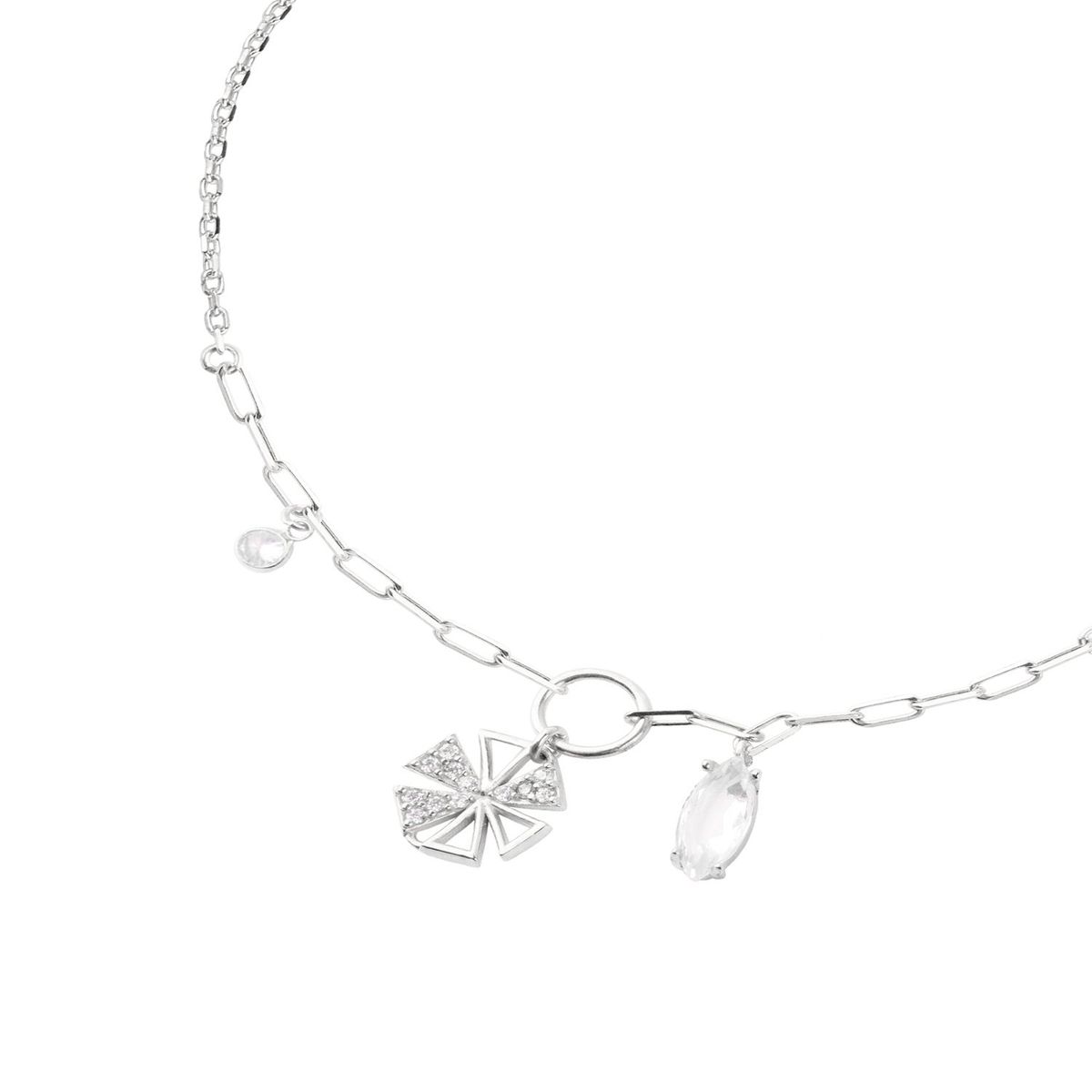 JB JOYAS BARON - Pulsera Plata Esterlina 925 Anillo Trébol Circonitas