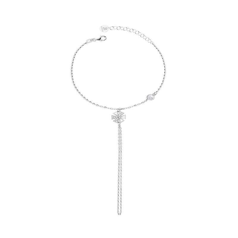 JB JOYAS BARON - Pulsera de Plata Esterlina 925 Anillo Trébol Circonita