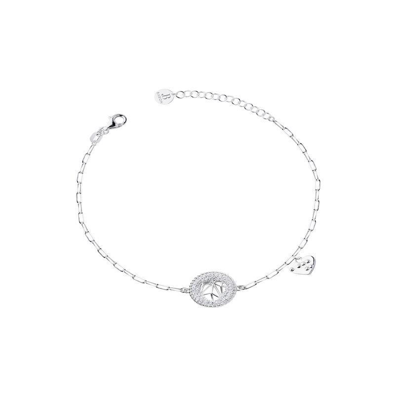JB JOYAS BARON - Pulsera de Plata Esterlina 925 Círculo Circonita Corazón