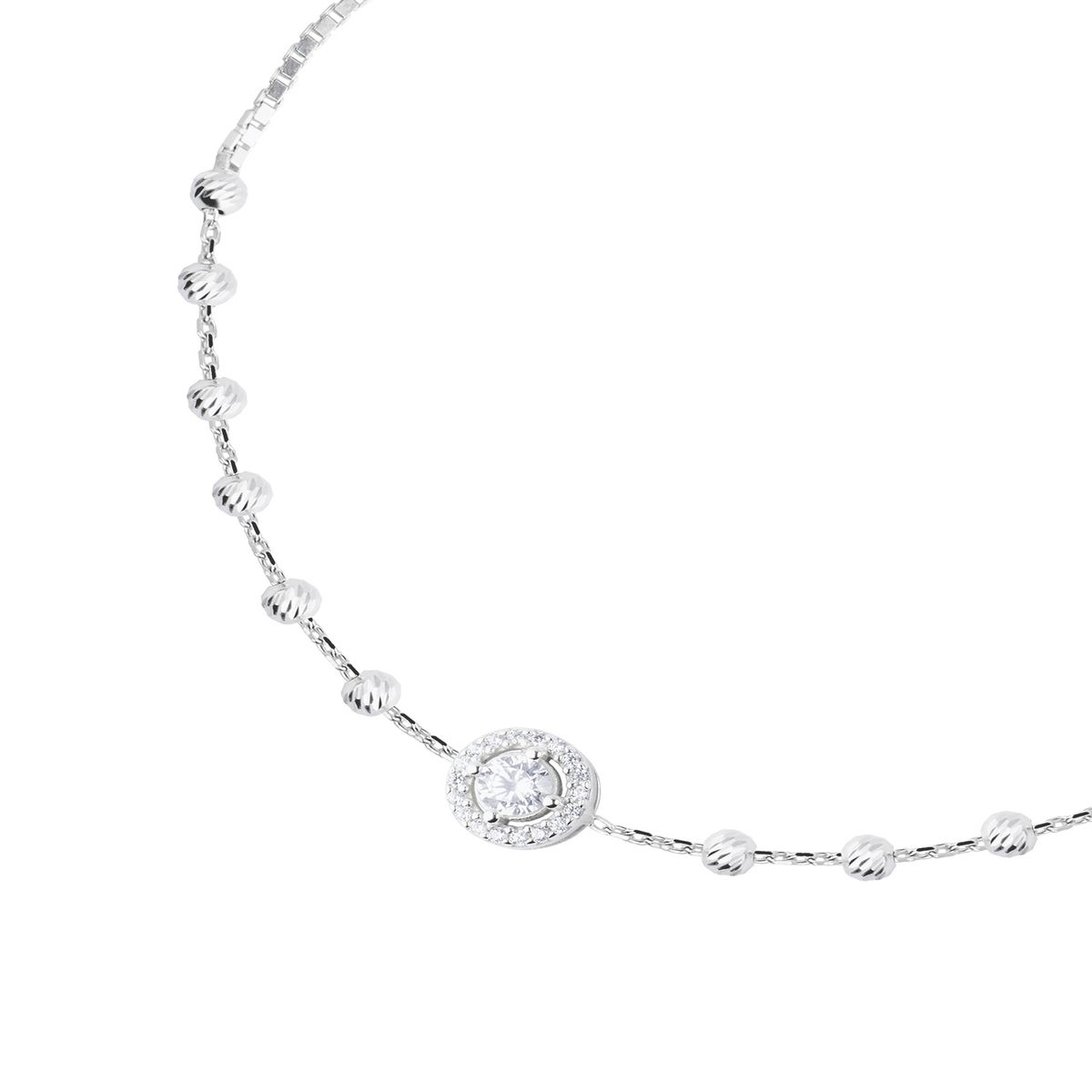 JB JOYAS BARON - Pulsera de Plata Esterlina 925 Ajustable Circonita Central