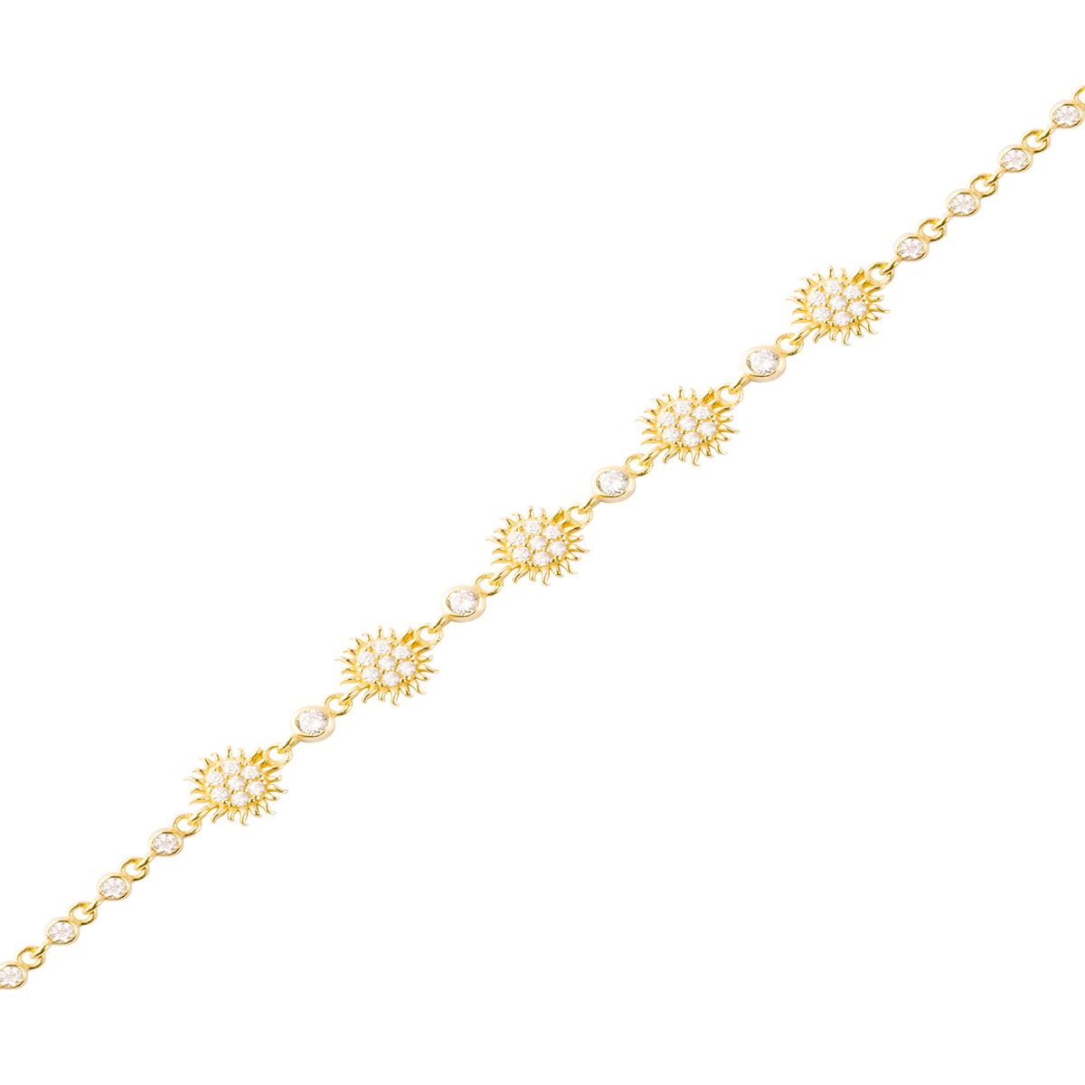 JB JOYAS BARON - Pulsera Plata Esterlina 925 Cinco Soles Revestido Oro 18kt