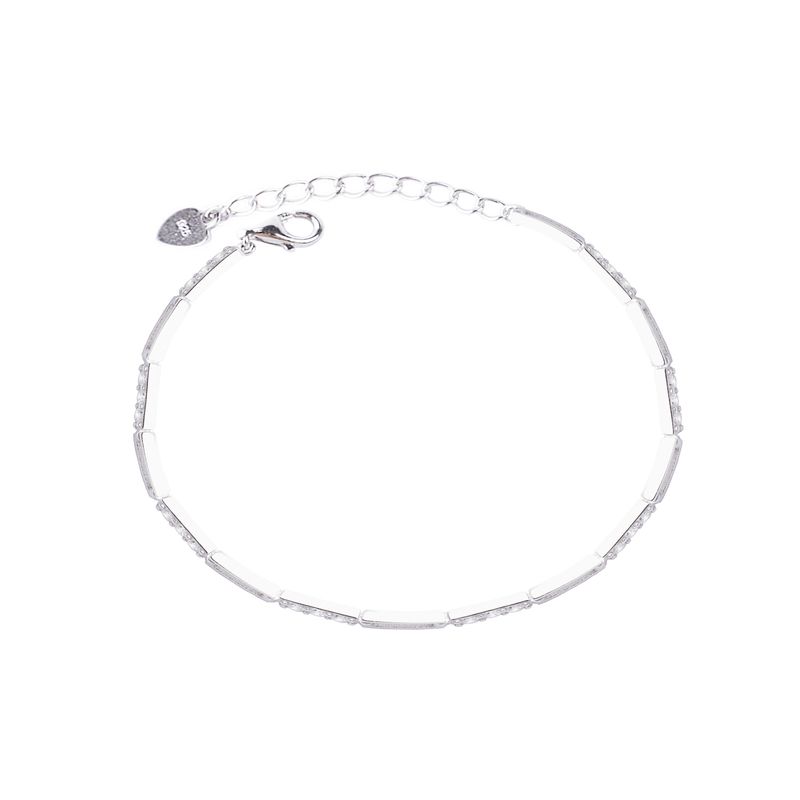 JB JOYAS BARON - Pulsera de Plata Esterlina 925 Palito Circonita Ajustable