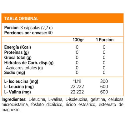 Imagen 2 del producto BCAA 500 mg, Aminoácidos (120 caps) - Original