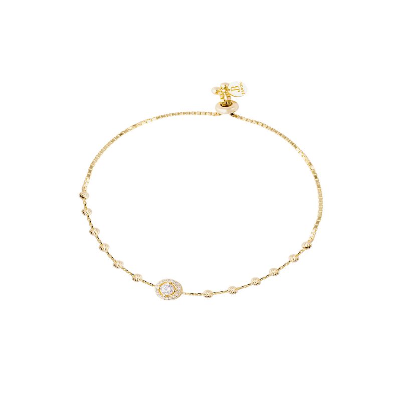JB JOYAS BARON - Pulsera Plata Esterlina 925 Revestido Central Ajustable