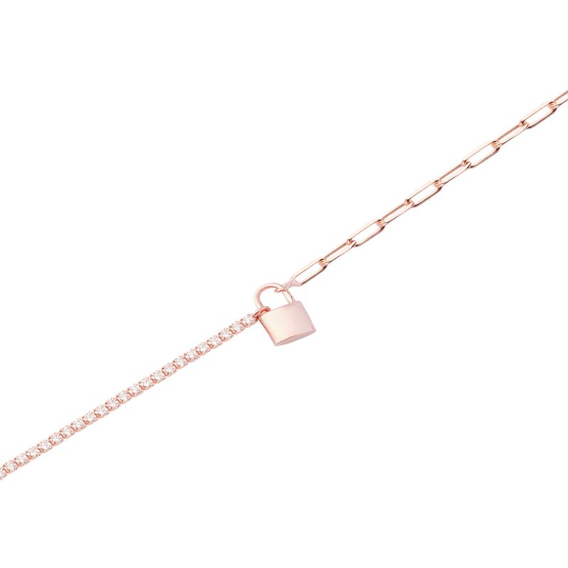 JB JOYAS BARON - Tobillera Plata Esterlina 925 Revestido Oro 18kt Candado