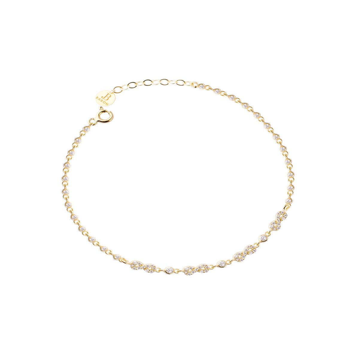 JB JOYAS BARON - Pulsera Plata Esterlina 925 Cuatro Infinitos Revestido en Oro 18kt