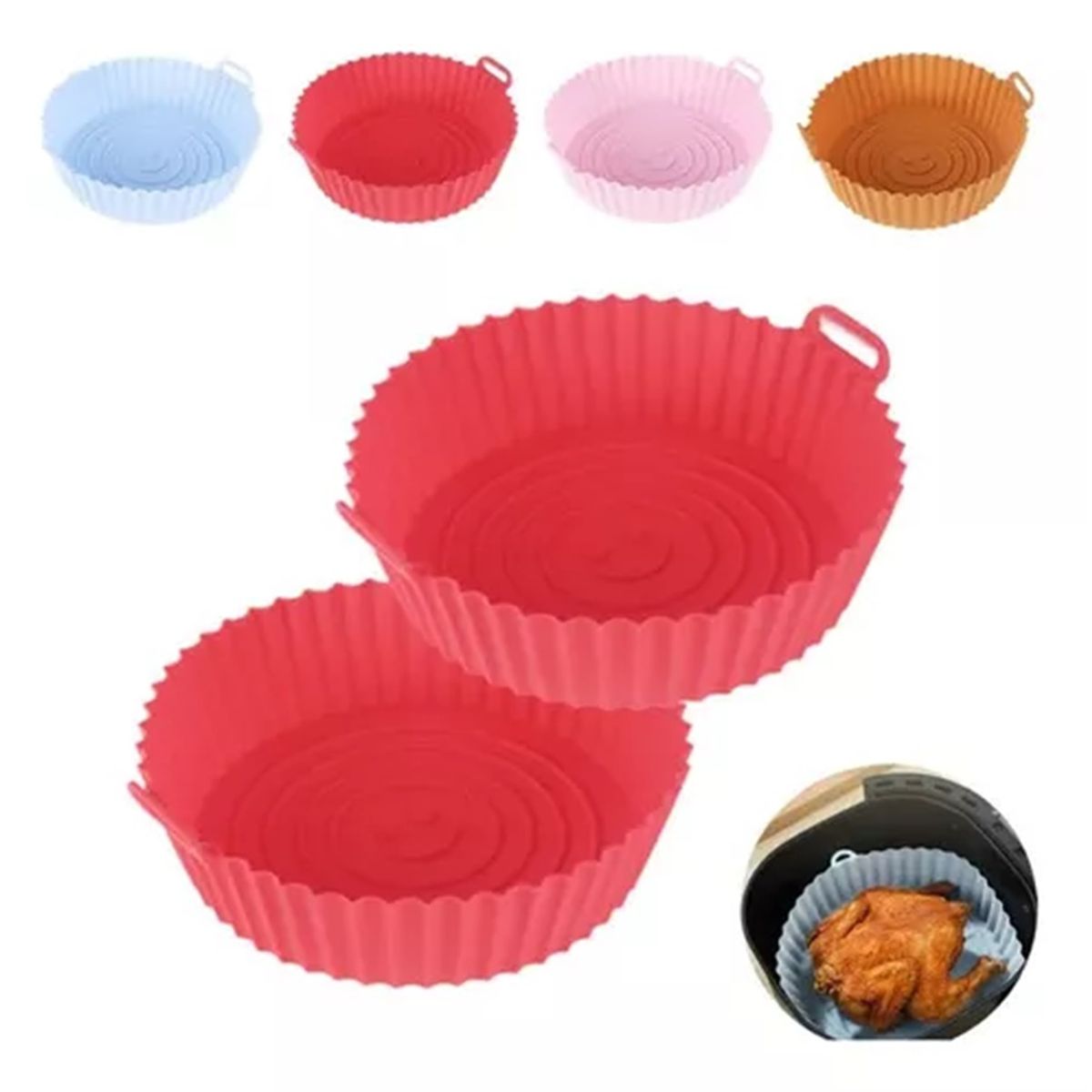 GENERICO - Cesto Bandeja Silicona Airfryer Freidora Aire Anti-adherente