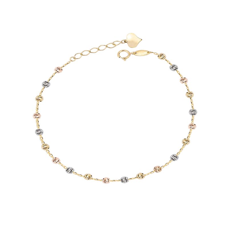 JB JOYAS BARON - Pulsera de Oro 18kt Bolitas en Tricolor