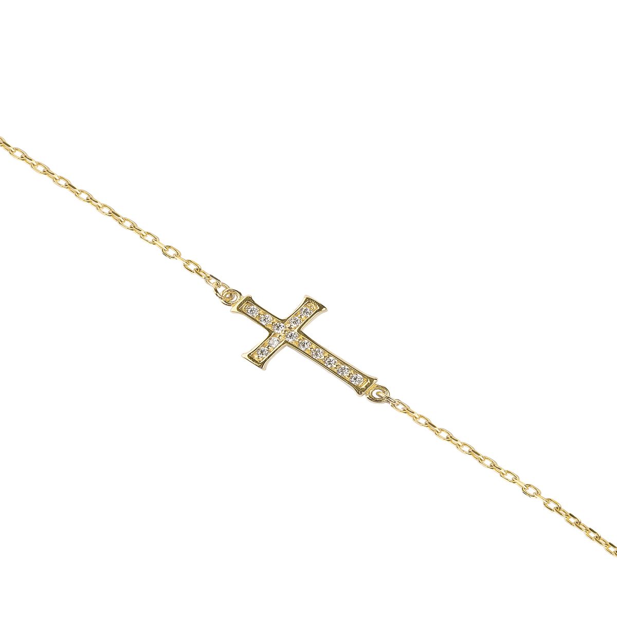 JB JOYAS BARON - Pulsera de Oro 18kt Cruz Circon