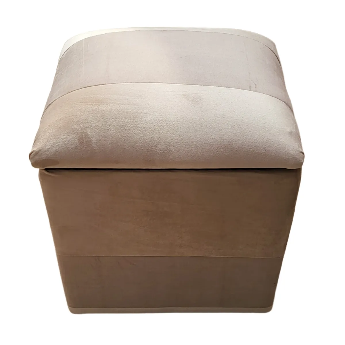 GENERICO - Pouf Baul Crema Bicolor Felpa 40x33x45 Rimar