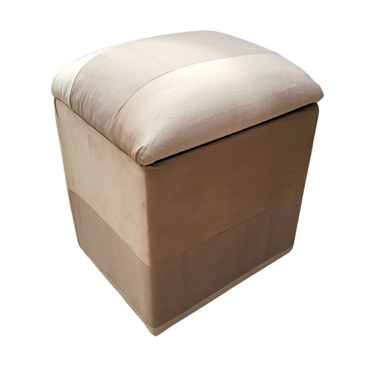 GENERICO - Pouf Baul Crema Bicolor Felpa 40x33x45 Rimar