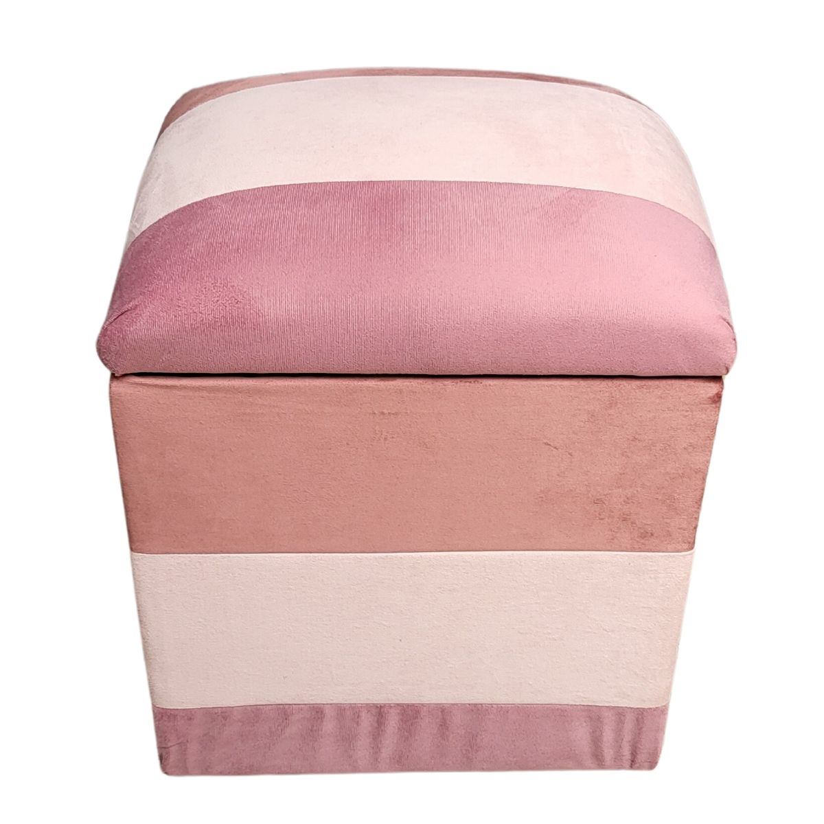 GENERICO - Pouf Baul Rosa Bicolor Felpa 40x33x45 Rimar.