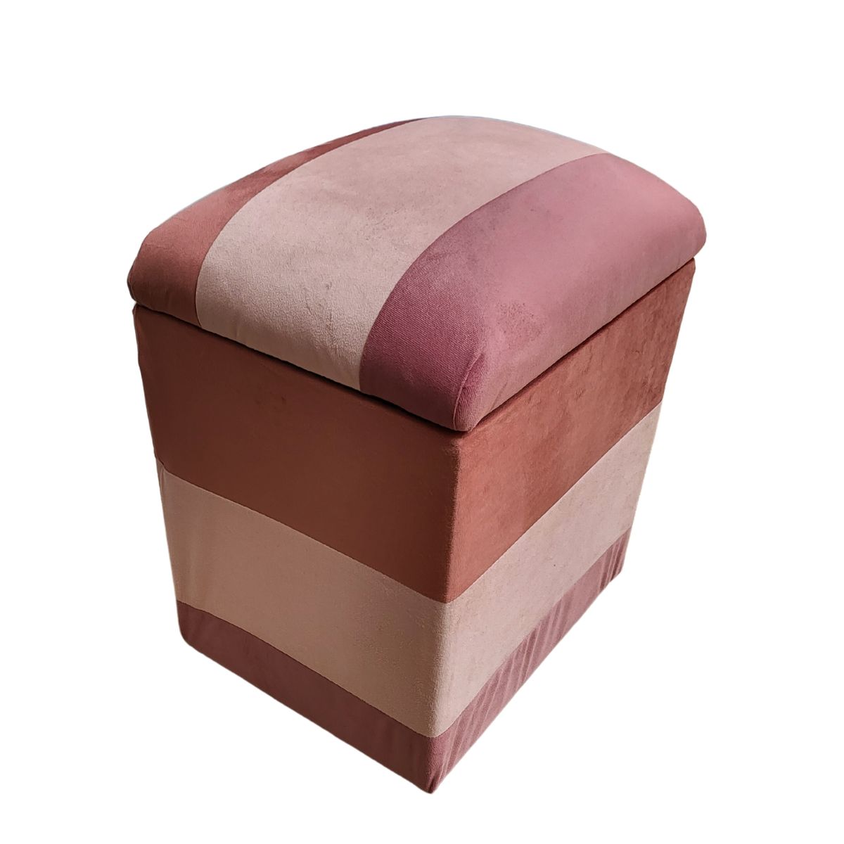 GENERICO - Pouf Baul Rosa Bicolor Felpa 40x33x45 Rimar.