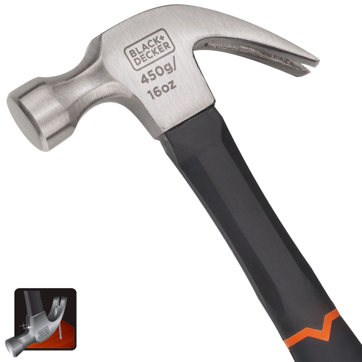 BLACK+DECKER - Martillo Carpintero 16oz/450g Black+Decker BDHT51396