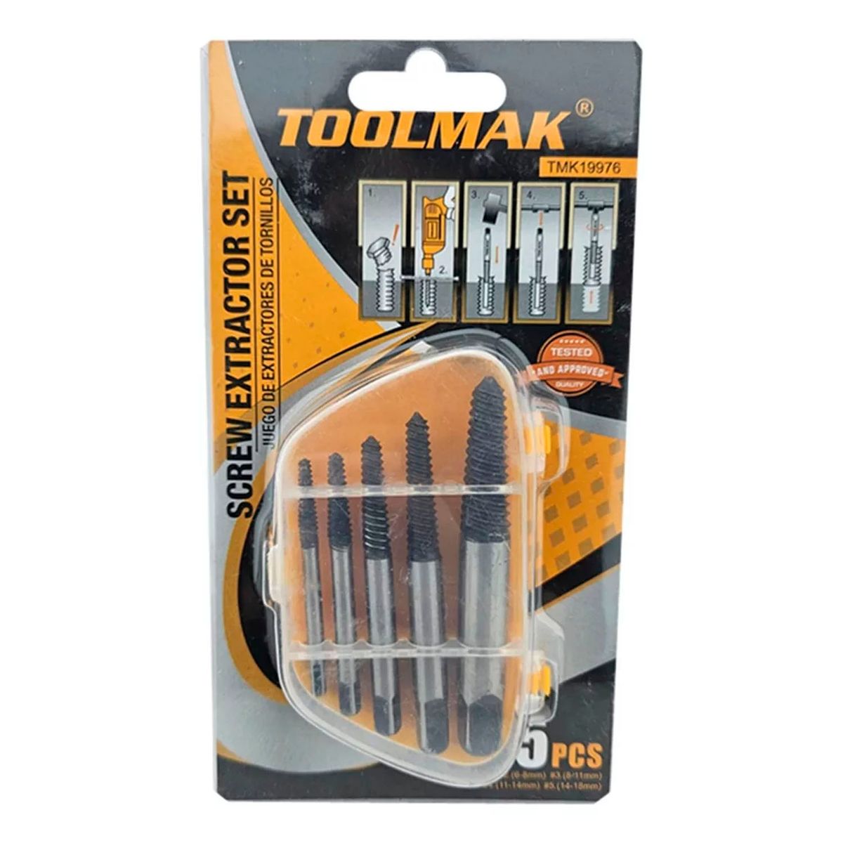 GENERICO - Extractor Tornillo Pernos Cortados 5 Piezas Toolmak