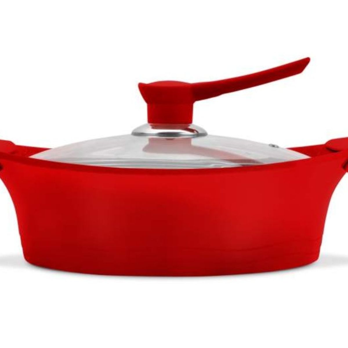 BOHLIER - Guisera de 28 cm de Aluminio con tapa de vidrio roja