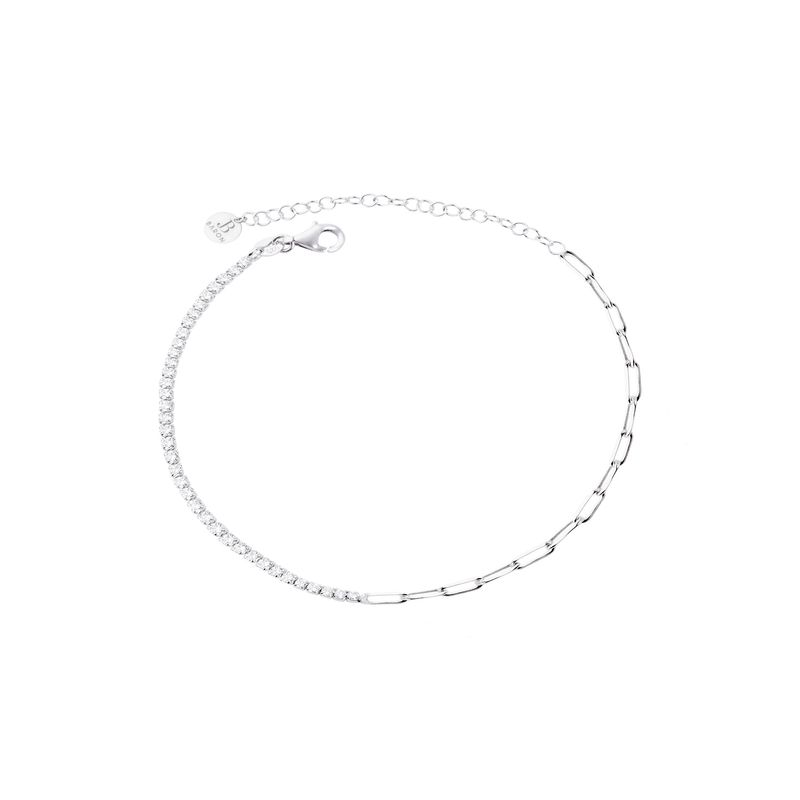 JB JOYAS BARON - Pulsera de Plata Esterlina 925 Medio Riel Circonitas
