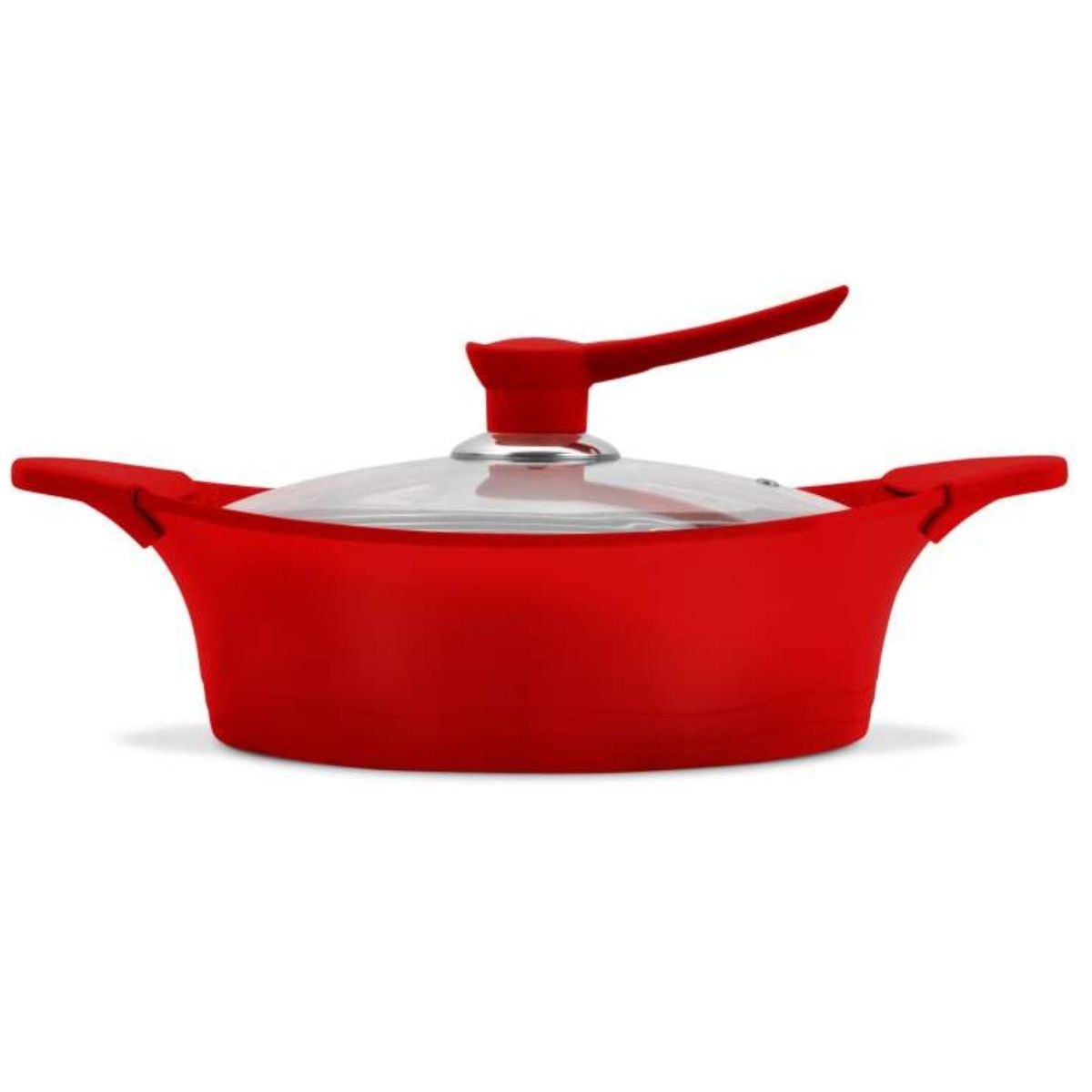 BOHLIER - Guisera de 28 cm de Aluminio con tapa de vidrio roja