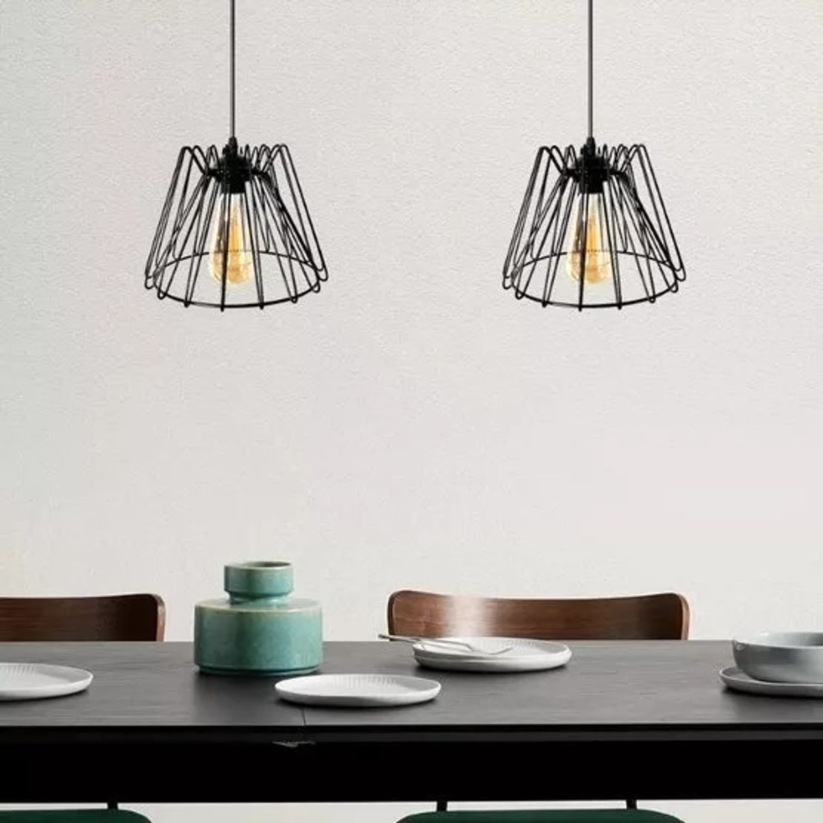 GENERICO - Lampara Colgante Jaula Rejilla De Hierro Industrial Retro