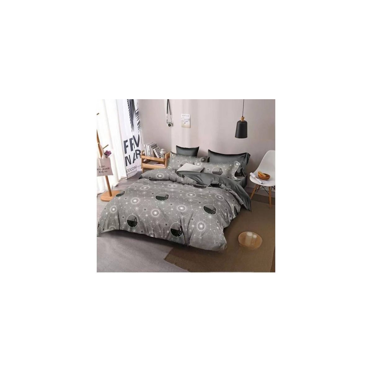 GENERICO - Cubrecama Quilt King Verano Reversible - Gris Esferas Iones M075