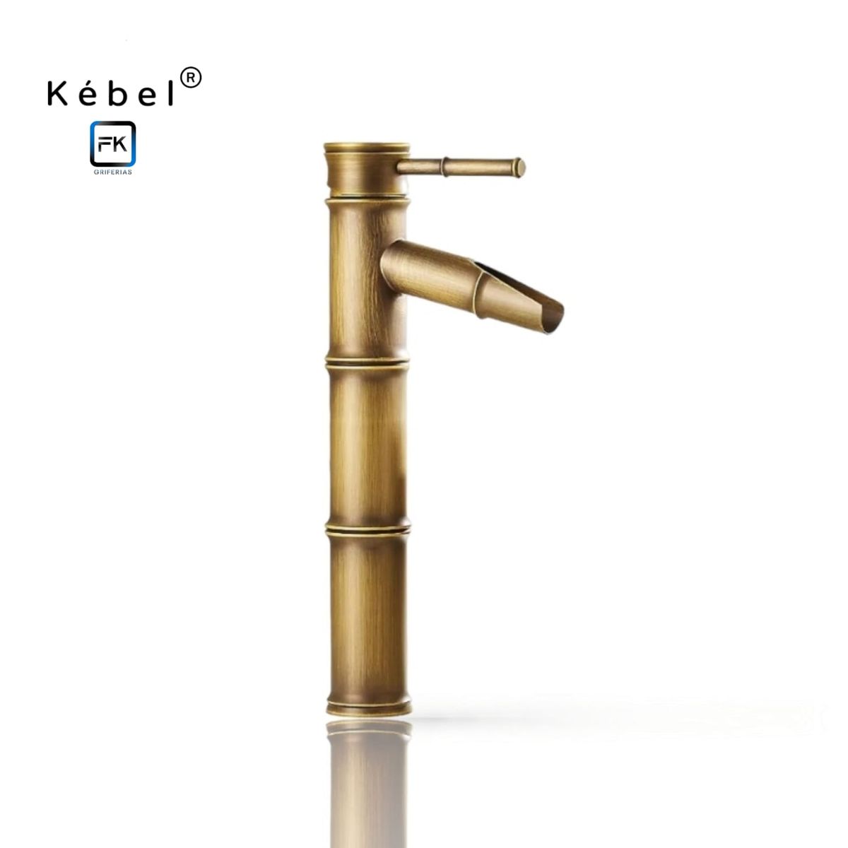 GENERICO - Llave Monomando Vanitorio Alta Rústica Bambú Kébel FK