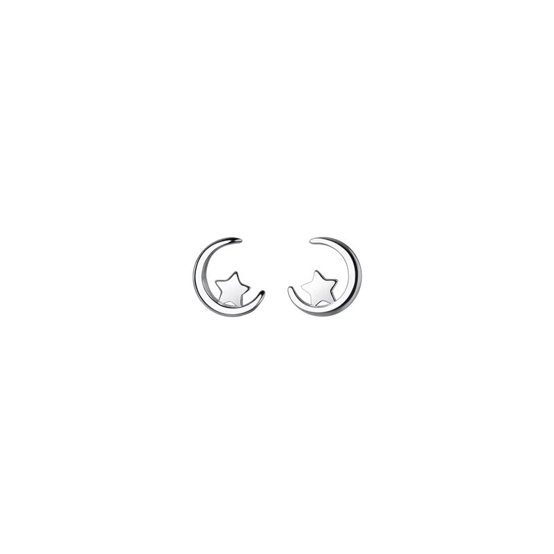 GENERICO - Aros Plata Diseño Luna y Estrella