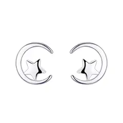 GENERICO - Aros Plata Diseño Luna y Estrella