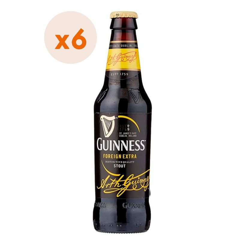 GUINNESS - 6x Cerveza Guinness Foreign Extra Stout Botellín 7,5º 330cc