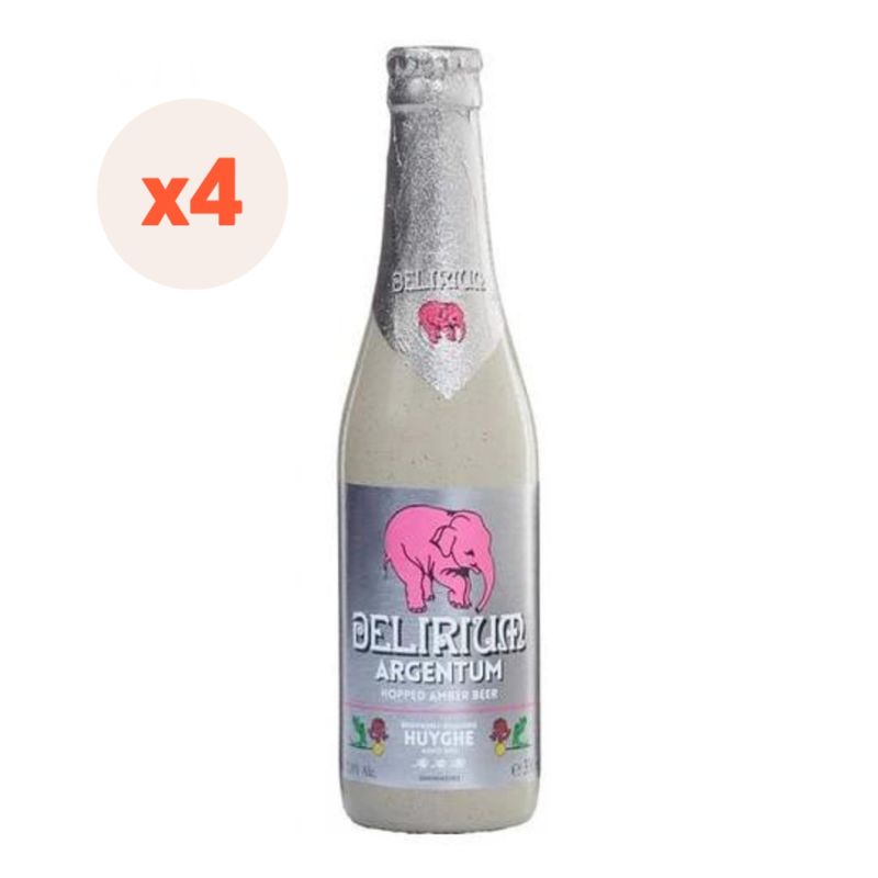 DELIRIUM - 4x Cerveza Delirium Argentum Botellin 7° 330cc