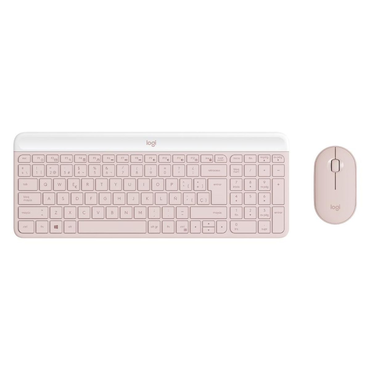 LOGITECH - SLIM COMBO TECLADO MOUSE MK470 ROSADO