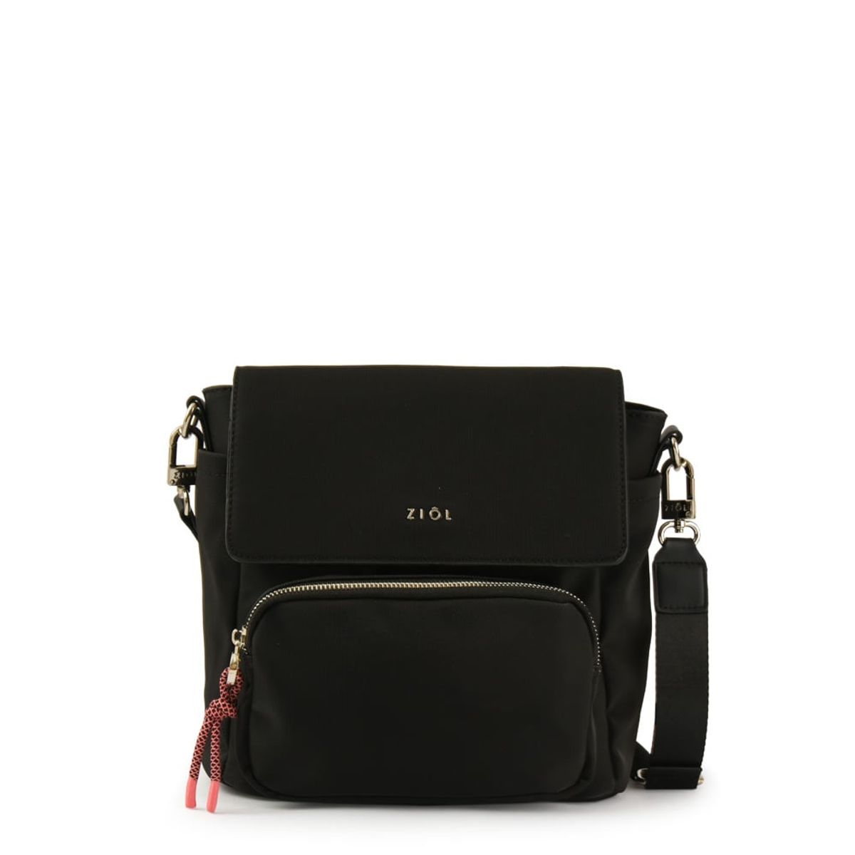 ZIOL - Cartera bandolera con tapa mediana lina negro