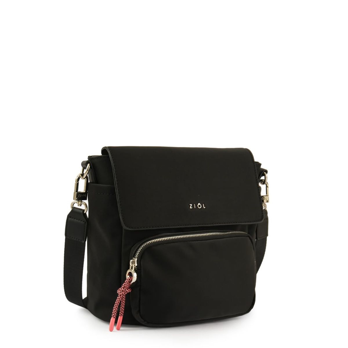 ZIOL - Cartera bandolera con tapa mediana lina negro