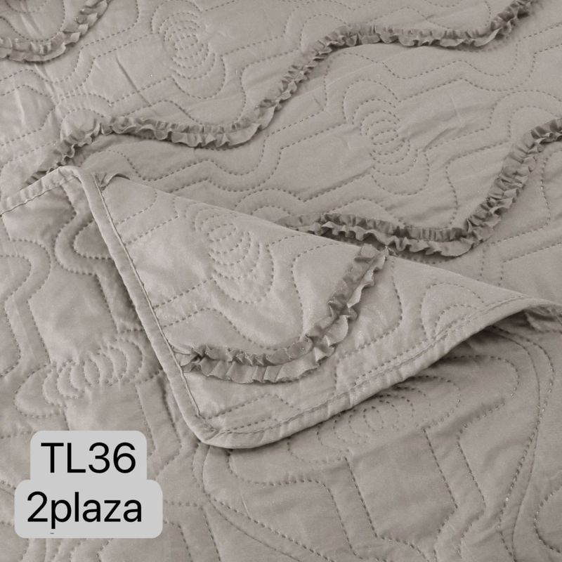 ANGELES DEL HOGAR - cubrecama de verano con fleco 2 plazas Beige claro