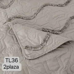 ANGELES DEL HOGAR - Cubrecama de verano con fleco 2 plazas Beige claro