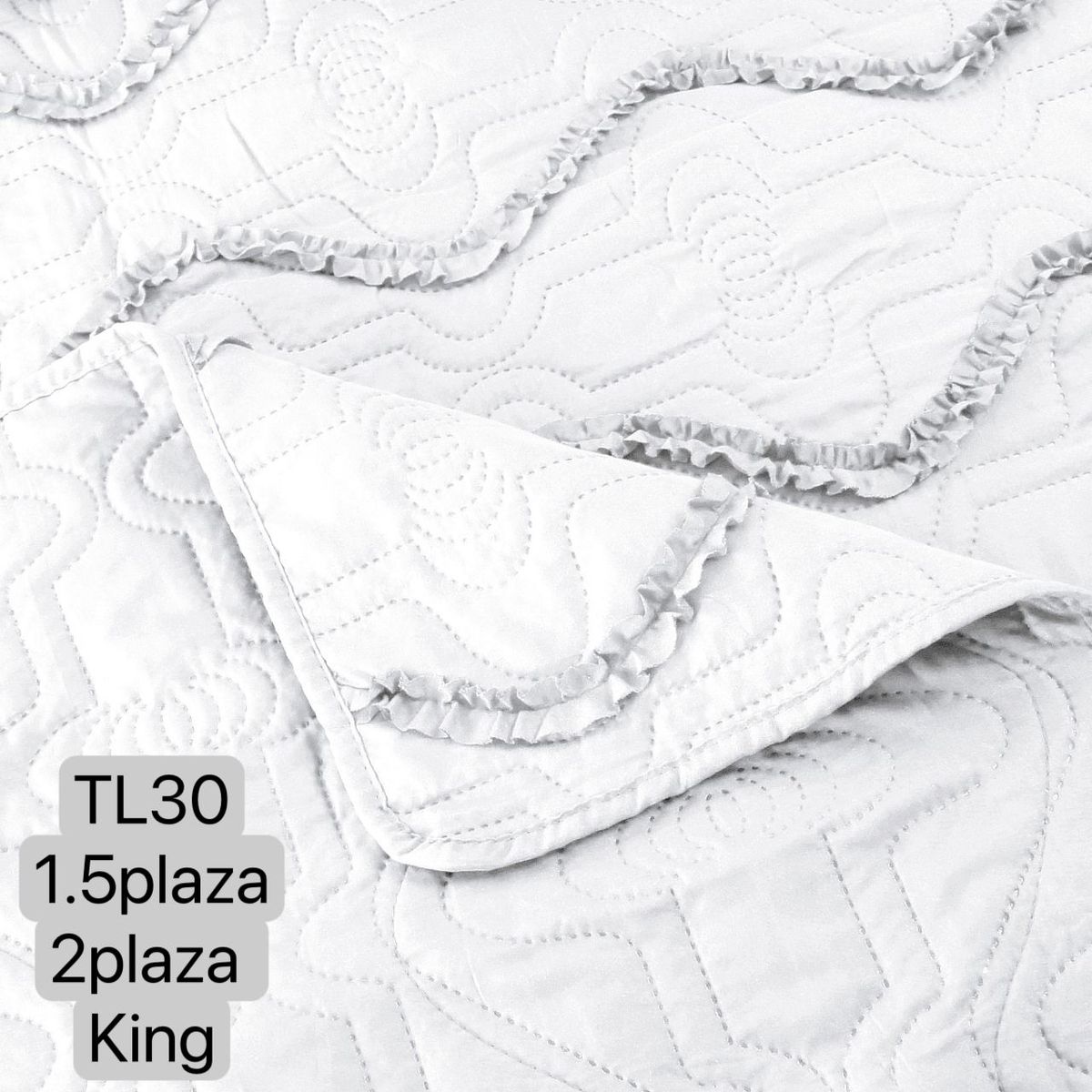 ANGELES DEL HOGAR - cubrecama de verano con fleco plaza y media Blanco