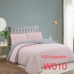 ANGELES DEL HOGAR - Cobertor de Verano de Algodón con pompón plaza y media Palo rosa