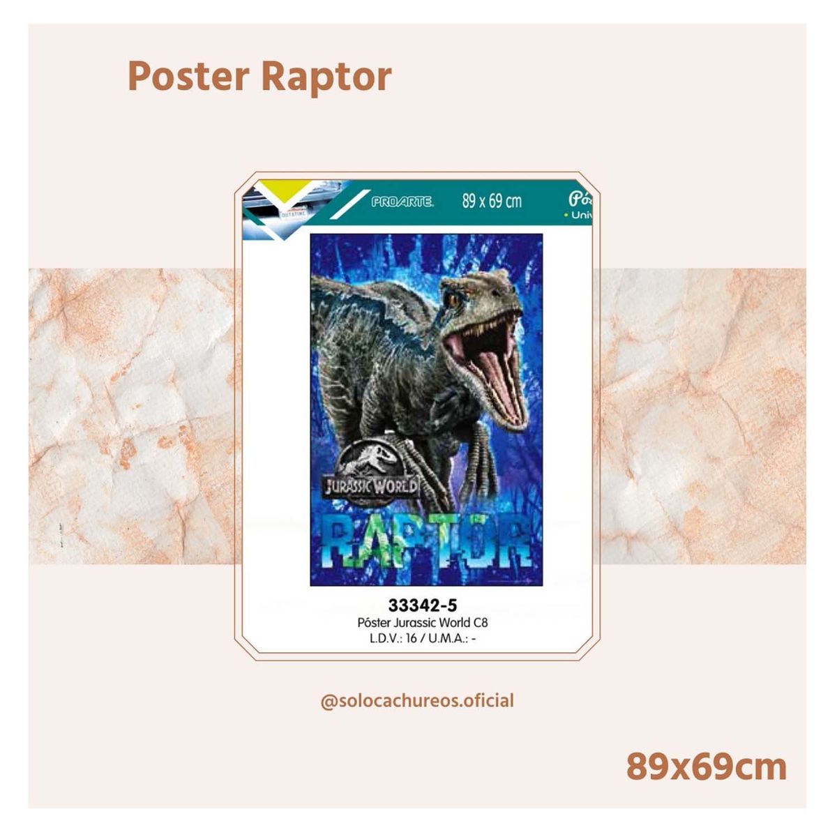 GENERICO - Poster Jurasic World Raptor  89x96cm